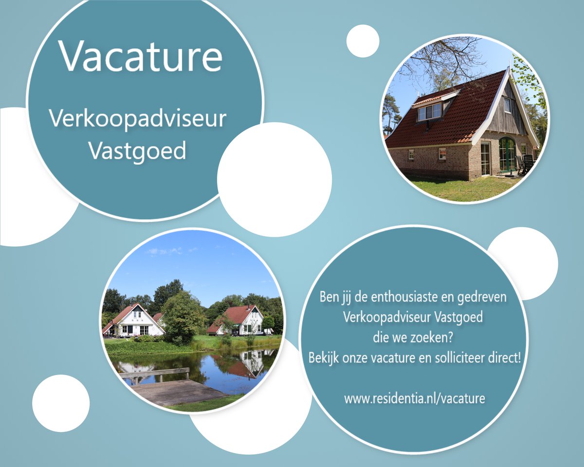 Ben jij de enthousiaste en gedreven Verkoopadviseur Vastgoed die we zoeken? Bekijk onze vacature en solliciteer direct! 

residentia.nl/vacature/

#vacature #Overijssel #makelaar #vastgoedpro  #vastgoedmakelaar #recreatiewoningen #makelaardij #solliciteren #job #Rijssen