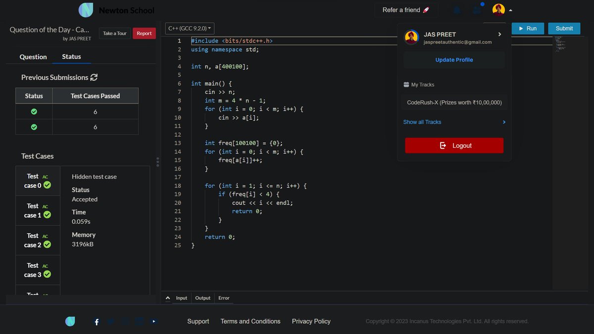 jaspreetinfosec's tweet image. Today I have solved Cards Shuffle
#language_used
#Day23 of #30daysofcode 
@everydaycoders
#community #coding #programming #competitiveprogramming #codingchallenge #dsa #bubbleupcommunity #bubbleupcommunity