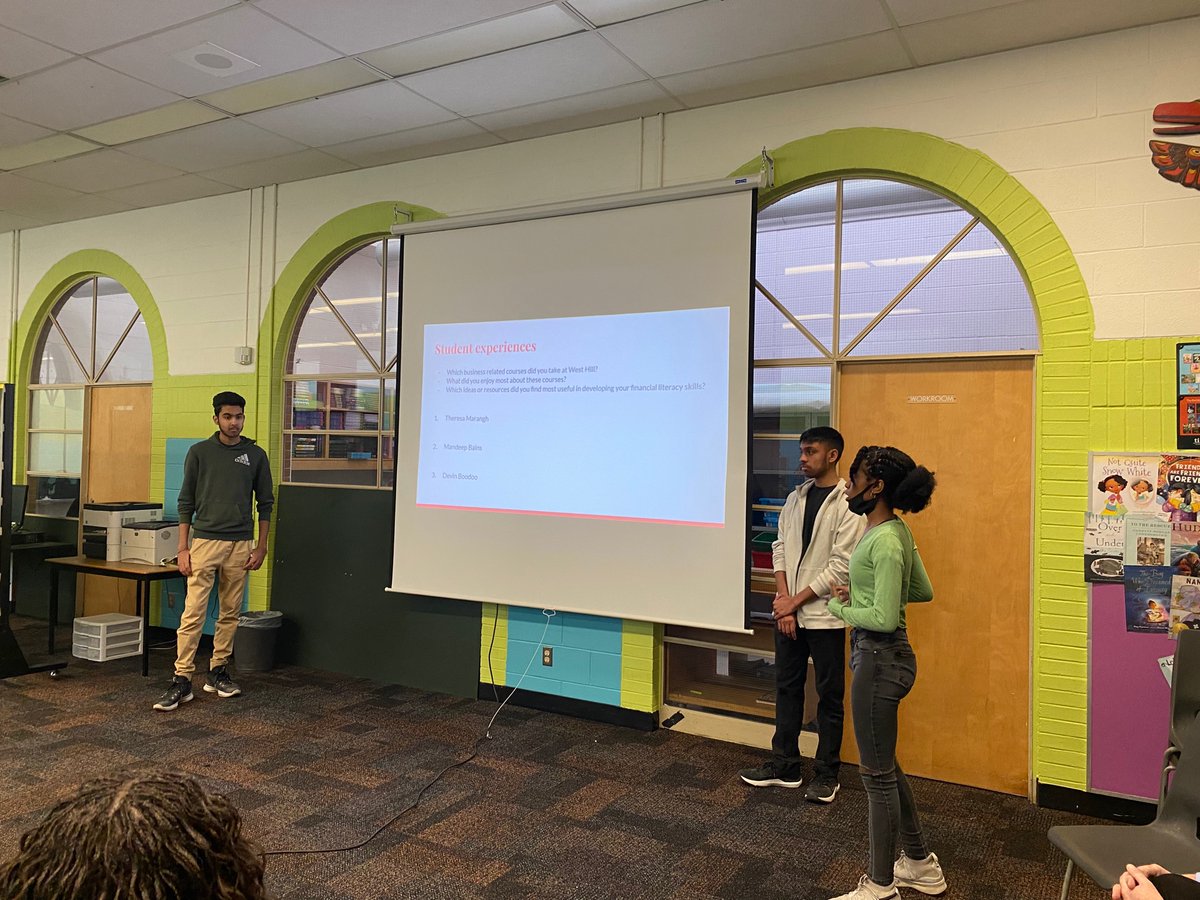 West Hill students speaking about their learning experiences- making connections! Sharing knowledge! @TheHill_WHCI #financialliteracy #MONEY #marketing