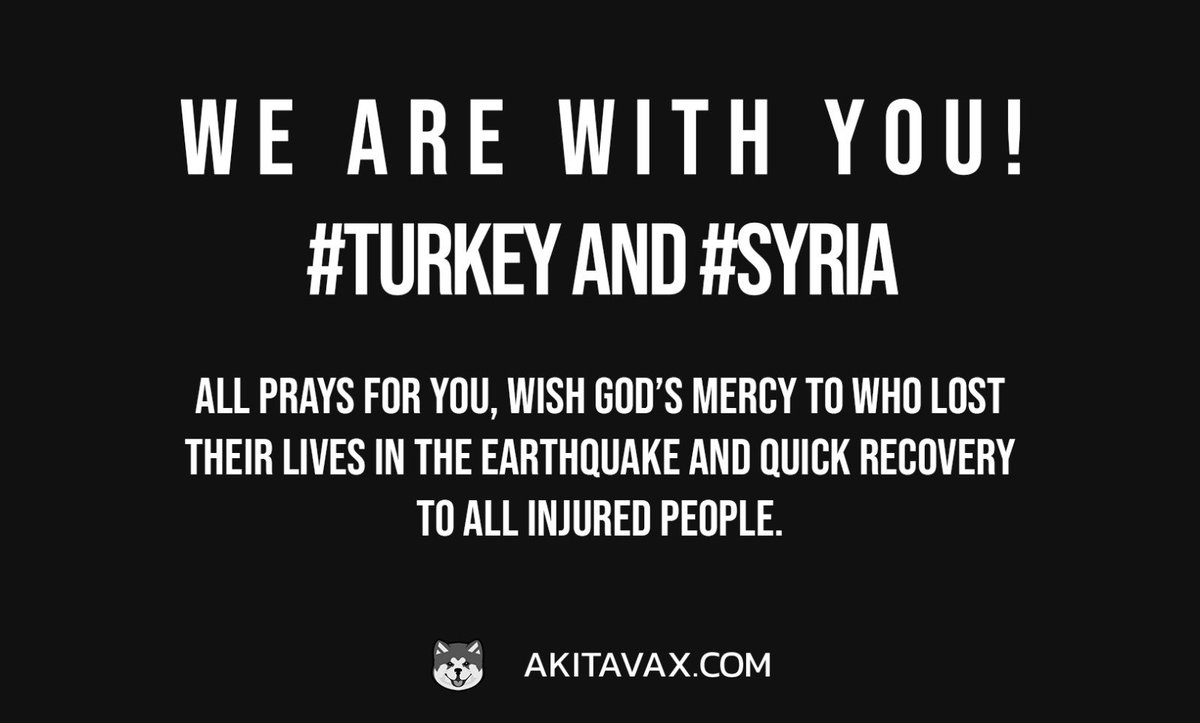 akitavax's tweet photo. We are with you!

We wish god’s mercy to who lost their lives in the earthquake and quick recovery to all injured people.

#Turkey #Syria #TurkeyEarthquake #Syrien https://t.co/AOZT9wLbuV