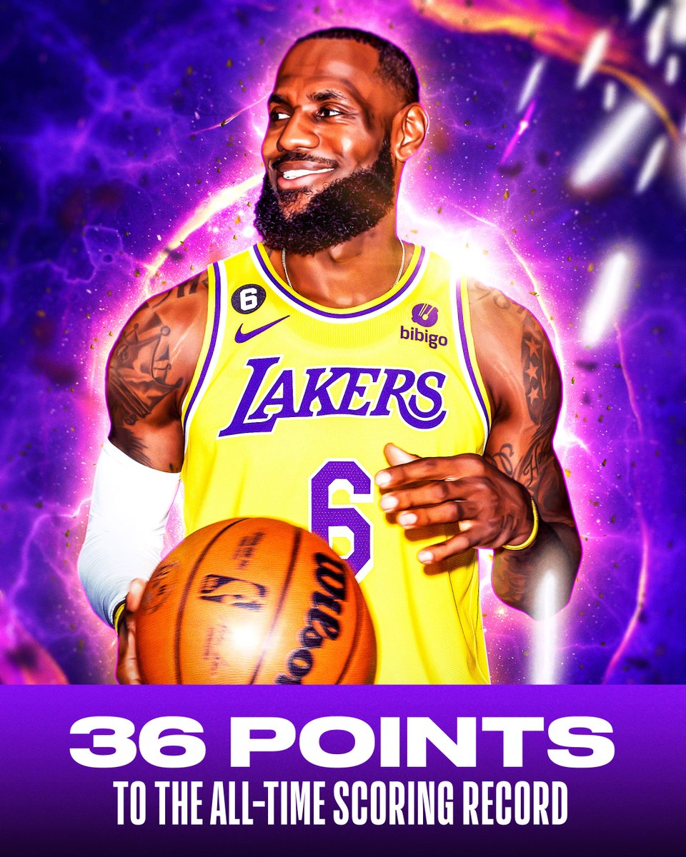 HISTORY CAN BE MADE TONIGHT! 👑

36 points from the all-time scoring record... LeBron James and the <a href="/Lakers/">Los Angeles Lakers</a> host OKC at 10:00pm/et on TNT!

Follow the quest ⤵️app.link.nba.com/ScoringTracker_