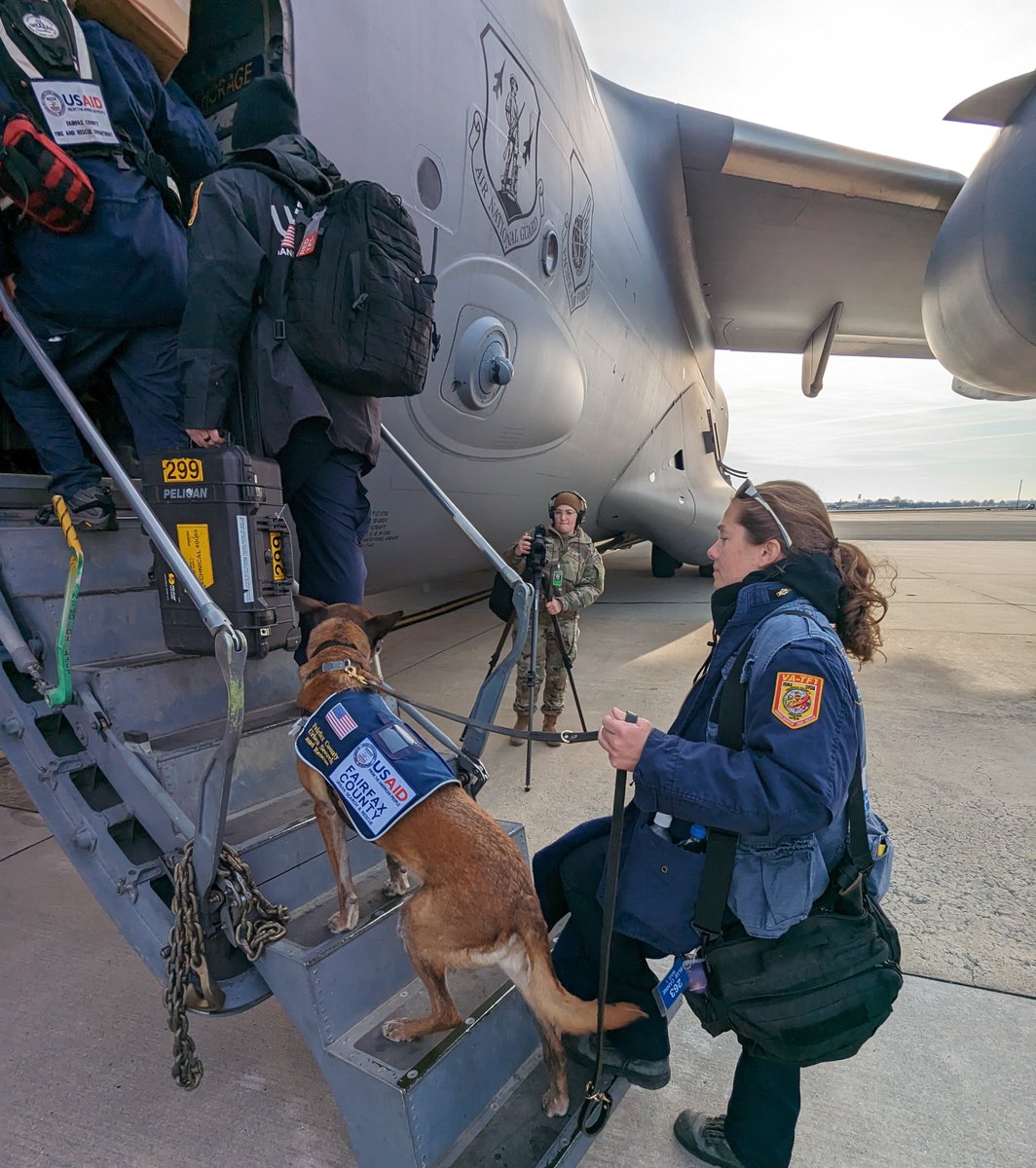 VATF1's tweet photo. USA-01 Heavy USAR team members are in the air enroute to #Türkiye as a part of the @USAIDSavesLives Disaster Assistance Response Team (DART).

#TurkeyEarthquake

@ffxfirerescue
@USAID https://t.co/jMWDC429mL