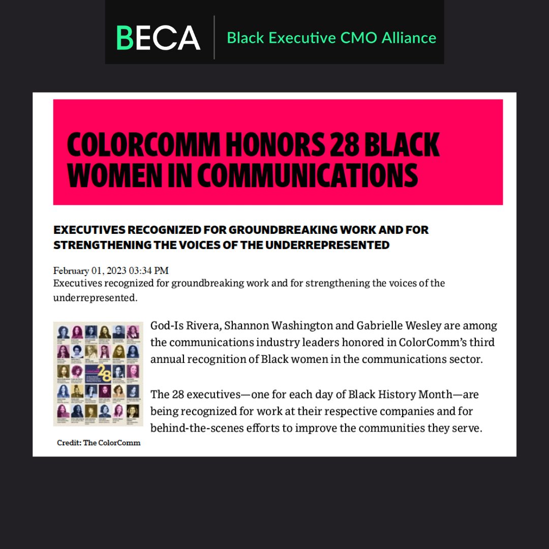 Congratulations, Founding BECA Member Remi Kent, on your well-deserved recognition for being honored on The ColorComm’s 28 Black Women in Communications list. 

Your hard work, dedication, and passion inspire many. 

Keep shining!

#BlackExecutiveCMOAlliance #RemiKent #BECAstrong