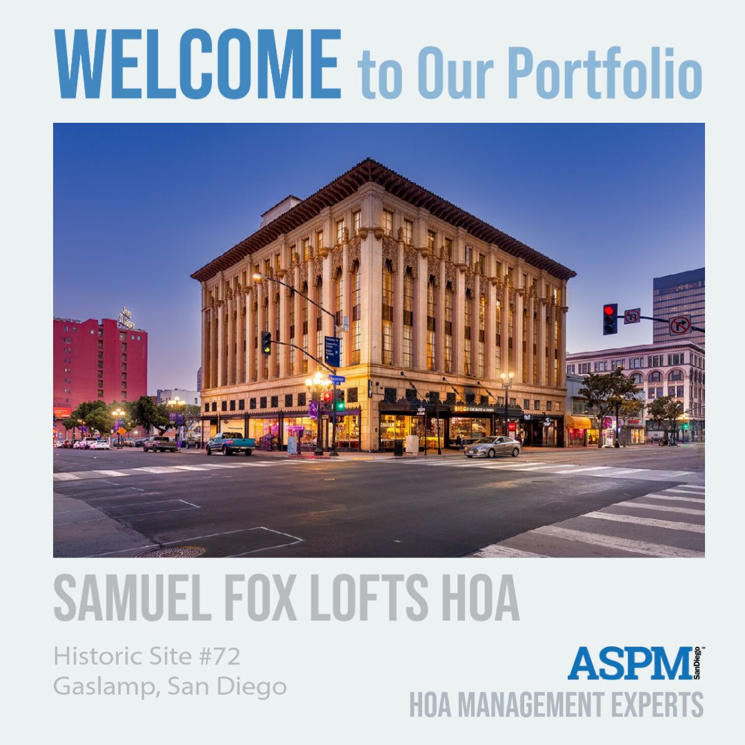 ASPMSanDiego's tweet photo. ASPM is delighted to welcome the residents of this historic community, built in 1929 and featuring 23 live-work loft units in the heart of San Diego’s Gaslamp District.

#propertymanagement #propertymanagementsandiego #hoamanagementsandiego #sandiegopropertymanager https://t.co/4z4vrLaRSV