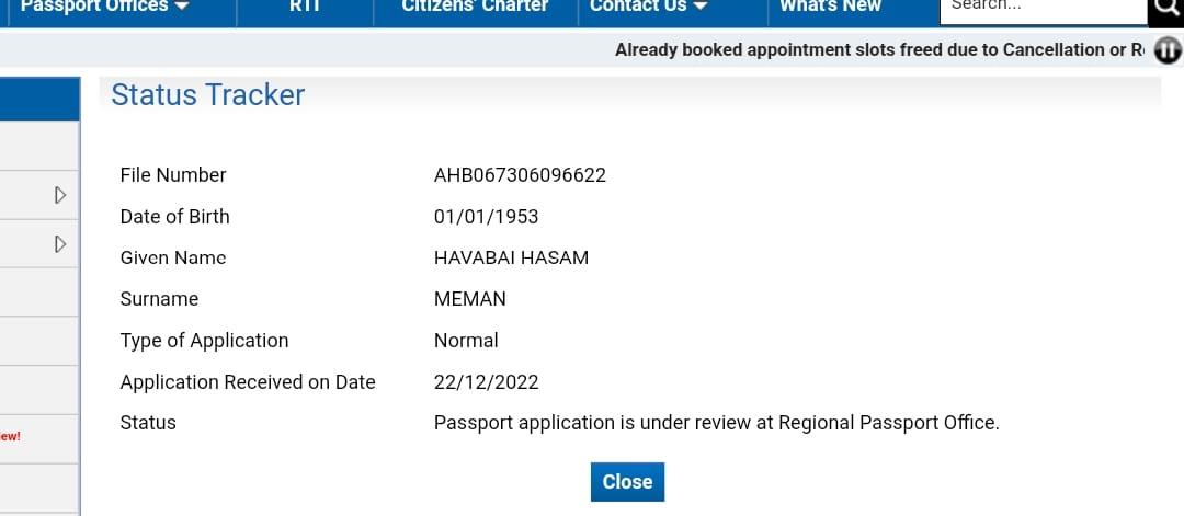 Uveshkhatri2's tweet image. @passportsevamea @rpoahmedabad
Passport New application of my friend mother has been submitted 30 days ago. Status is as in below picture and not updated from 23/01/2022. Request your support here in processing the application. File No. AHB067306096622.
@MEAIndia
@rpoahmedabad