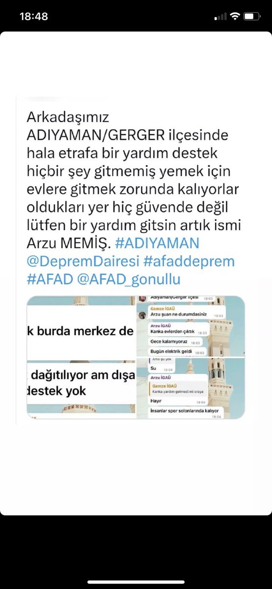 svvlatly's tweet photo. @haluklevent Arkadaşımız ADIYAMAN/GERGER ilçesinde hala etrafa bir yardım destek hiçbir şey gitmemiş yemek için evlere gitmek zorunda kalıyorlar oldukları yer hiç güvende değil  lütfen bir yardım gitsin artık ismi Arzu MEMİŞ. #ADIYAMAN #AdıyamanYardımBekliyor @DepremDairesi #afaddeprem @ahbap https://t.co/CaTVk0cvBV
