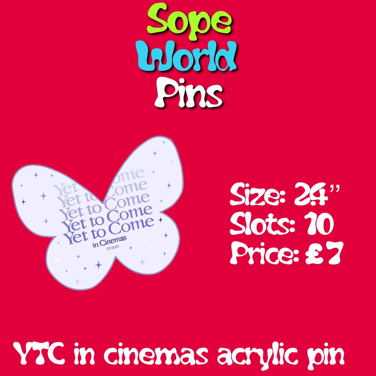 sopeworldpins's tweet photo. ✨ SHOP UPDATE - WEDS 8TH FEB @ 9PM GMT ✨

Lil shop update for the new year! YTC in Cinema acrylic pin and Jungkook air freshener preorders, as well as Vogue Tae v1,2,3, Marry Me Yoongi and Merch Box Jimin instocks! 💜 https://t.co/jsvcwdr6lt
