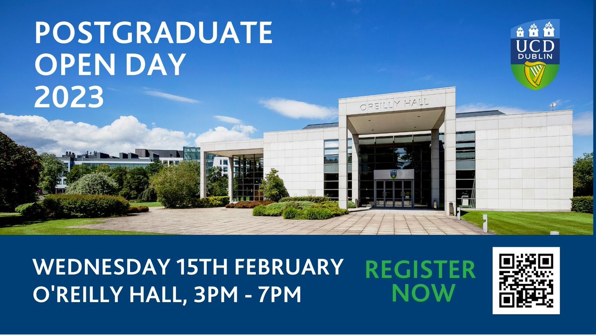 Interested in pursuing a postgraduate degree at UCD? Join us Wednesday, 15 February 3-7pm in O'Reilly Hall

💡 Meet our lecturers...
🙋 Hear from our students...
💼 And engage with our careers team

#HelloUCD

tinyurl.com/ucdopen23