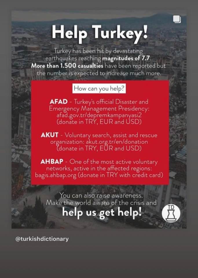 A 7.8 magnitude earthquake hit the southeast region of Turkey. Thousands of lives lost and tens of thousands injured. Turkey is seeking international help!#TurkeyEarthquake