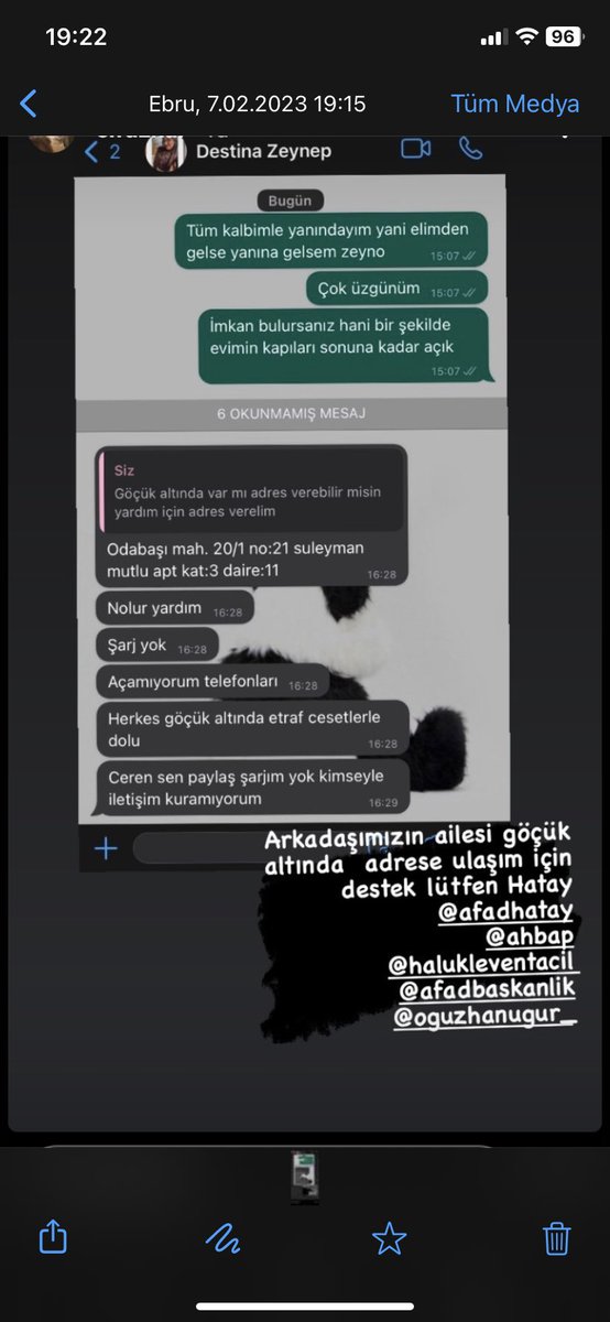 Arkadaşımdan gelen mesaj :( nolur yardım edin nolur 
HATAY AFAD