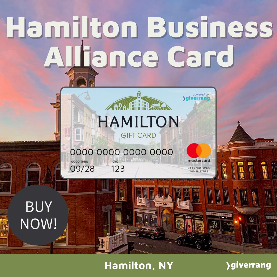 giverrang's tweet photo. 2022 was a banner year for Giverrang in terms of impacting local economies. A large part of our success is due to working with amazing communities like Hamilton, NY, where we partnered with the Hamilton PCD on the launch of their Hamilton Business Alliance Card. https://t.co/Ofd0rBQokh