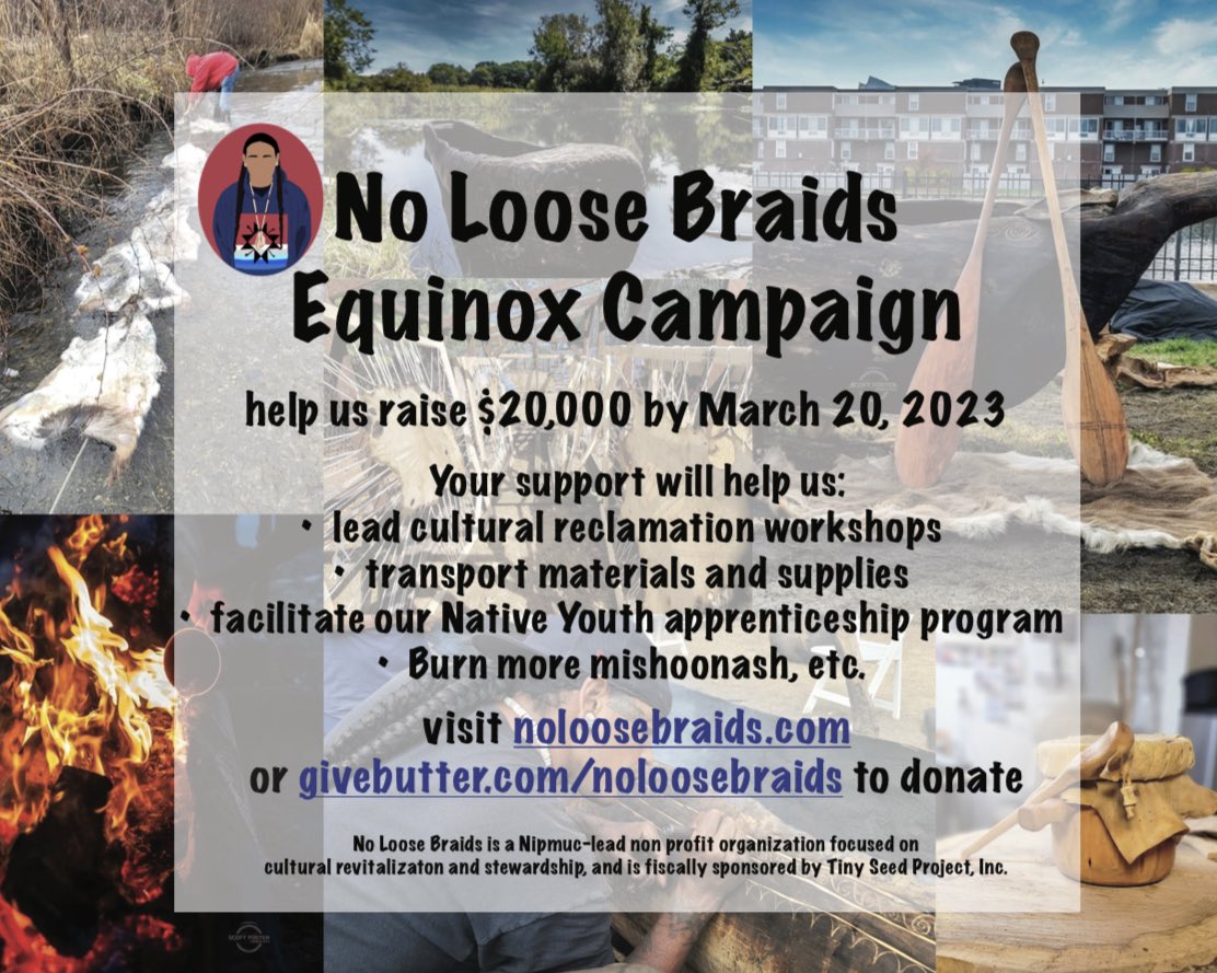 The No Loose Braids Equinox Campaign is live! givebutter.com/noloosebraids Consider supporting this Nipmuc-led organization to continue important cultural reclamation work. 🪶 noloosebraids.com