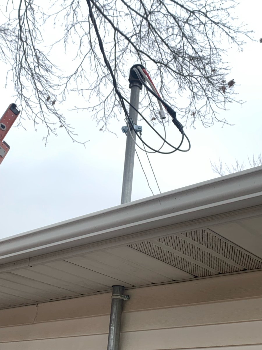 Installing a new weatherhead for overhead service.  bickimerelectric.com #BickimerElectric #electricalservice #electriciannearme