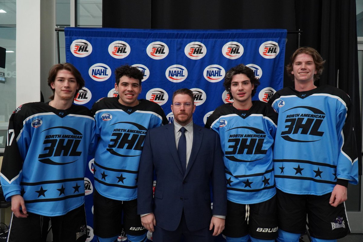 TXBrahmas's tweet photo. Congratulations to Brahmas #79 Aaron Best, #9 Mike Imala, Head Coach John Goffredo, #19 Ben Mondou, #5 Alex Cagan on a very successful time at the 2023 NA3HL Top Prospects Tournament! https://t.co/6rSaI82WZC