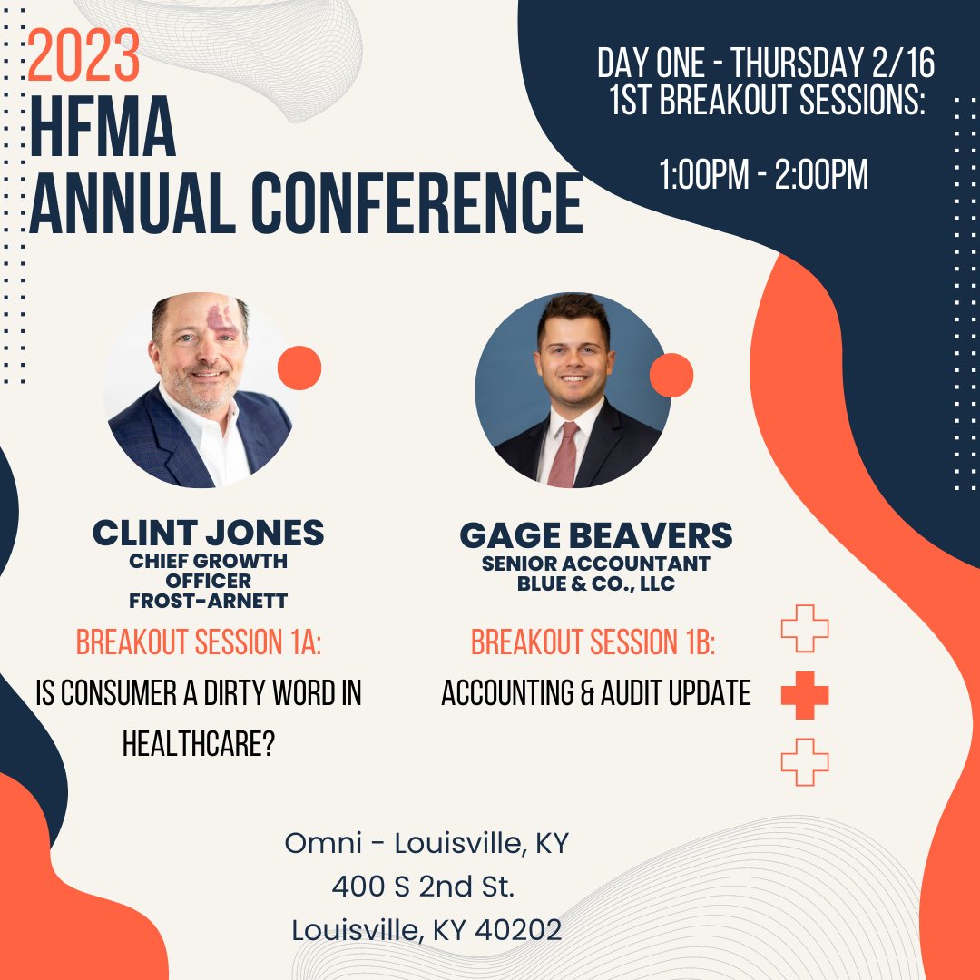 KY HFMA ANNUAL CONFERENCE IS NEXT WEEK!!!!!

Featuring Day One Breakout Sessions - Check them out!
View full agenda &amp; register here: cvent.me/xGoLZR

#kyhfma #healthcarefinance #accounting #audit #consumer