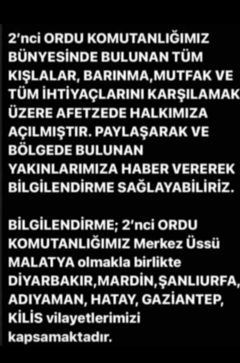 Ne kadar yayabilirsek o kadar iyi #deprem #Malatya #Diyarbakırdeprem #AdıyamanYardımBekliyor #Gaziantep #sanliurfa #hatayyardimbekliyor