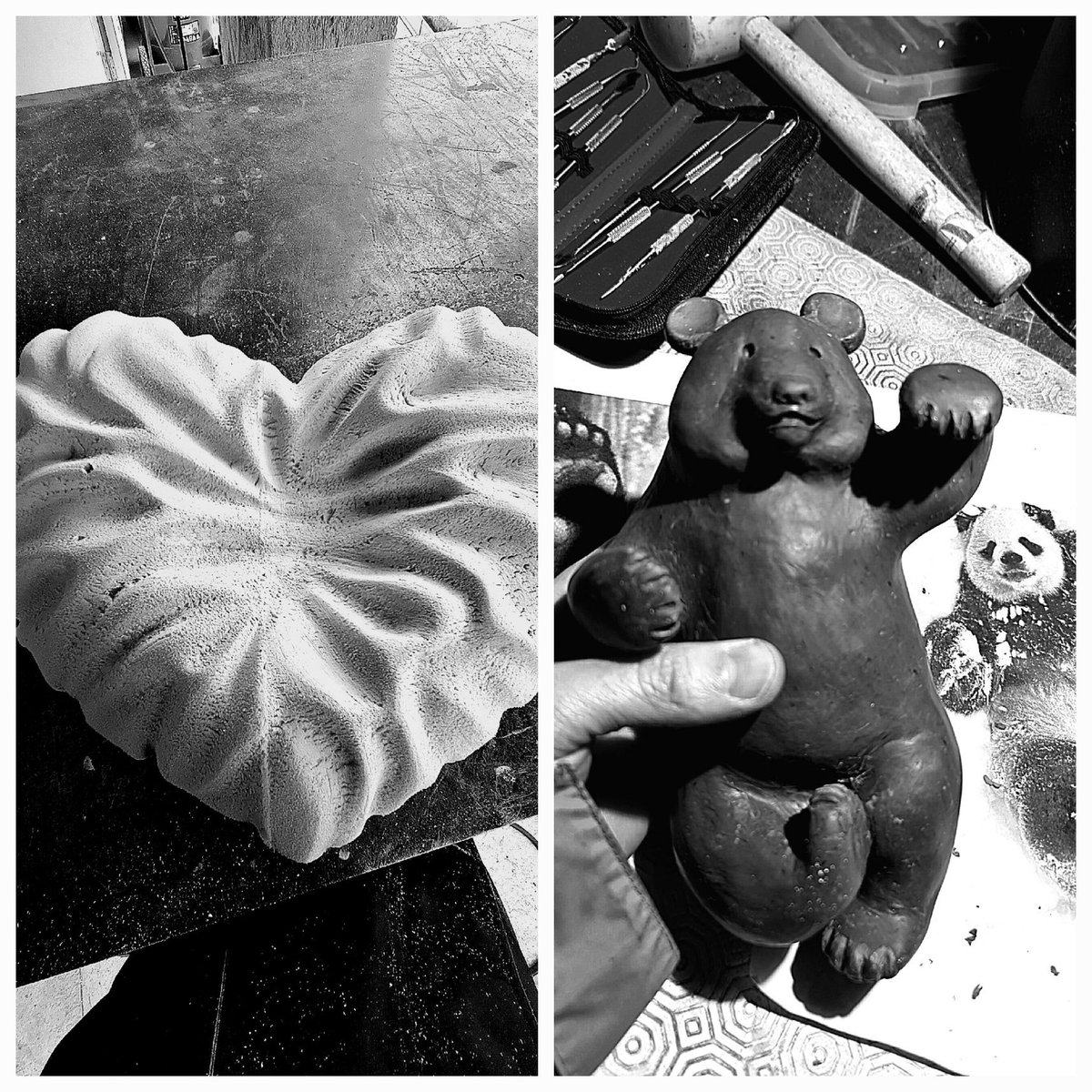 Aujourd'hui je vous présente un nouveau projet en cours, je travaille indépendamment sur ces deux parties d'une même œuvre qui seront prochainement réunies.
 Je vous laisse vous faire votre propre idée...

#panda #pandalove #heart #heartsculpture #heartpillow #pillowsculpture