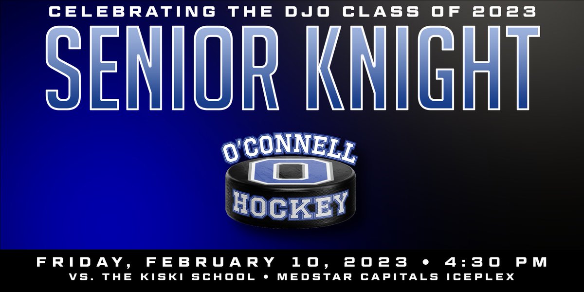 MARK YOUR CALENDARS (digitally, of course) and plan to join us this Friday at 4:30 PM as we bid farewell to the O'Connell Hockey Class of 2023! We'll honor our Seniors prior to the Varsity game against the Kiski School. #weareDJO #Kn1ghtsWay <a href="/OConnellHS/">Bishop O'Connell High School</a> <a href="/DJOathletics/">Bishop O'Connell Athletics</a>