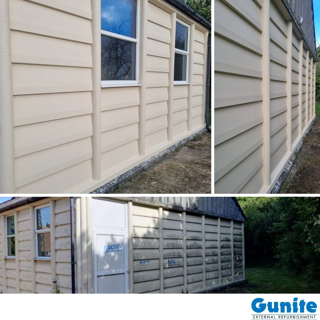 Gunite ER have recently completed works to Yardley Gobion Village Hall. 
The building was cleaned, local concrete repairs were carried out &amp; a migratory anti-corrosion inhibitor applied, finally anti-carbonation coatings left the building looking like new!
#externalrefurbishment