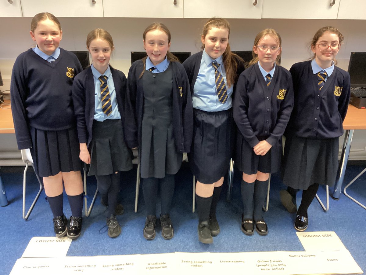 StSebsY6's tweet image. To mark Safer Internet Day, Y6 worked in groups to plot online issues on a continuum line based on their risk to young people. We agreed that we would struggle to deal with scams online as there are so many. @UK_SIC #sebscomputing #SaferInternetDay