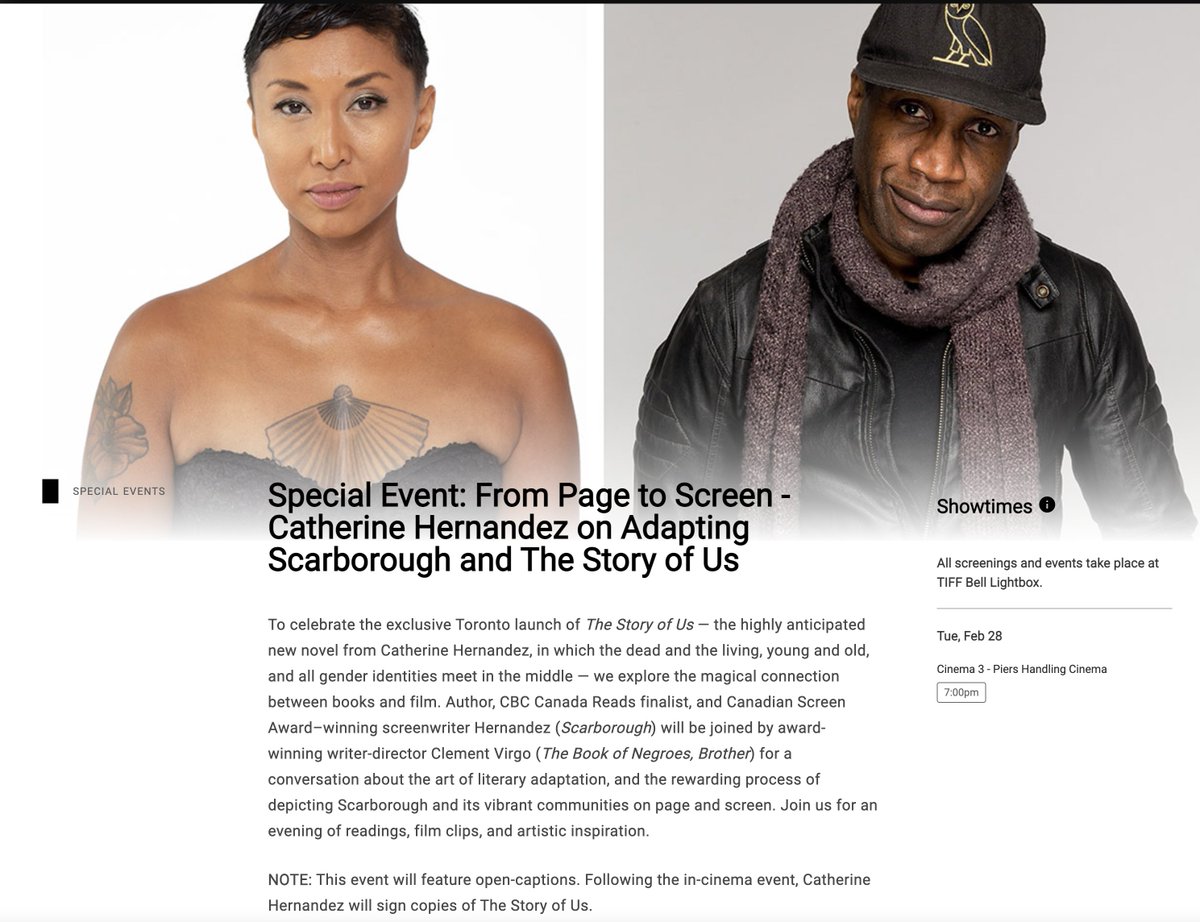 Catherine Hernandez is dropping her new book, The Story Of Us. She'll be launching it at TIFF with Brother director Clement Virgo. I have the honour of moderating this convo about repping Scarborough on page and screen with two community legends. Turn up! tiff.net/events/catheri…