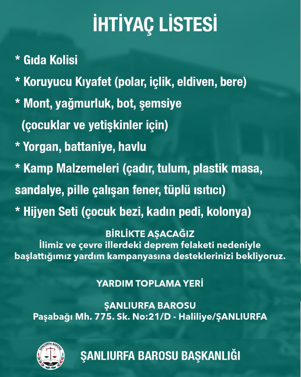 Yaşadığımız Bu Zor Günleri Birlik ve Beraberlikle Aşacağımıza Olan İnancımızla Başlattığımız Yardım Kampanyamıza Desteklerinizi Bekliyoruz.