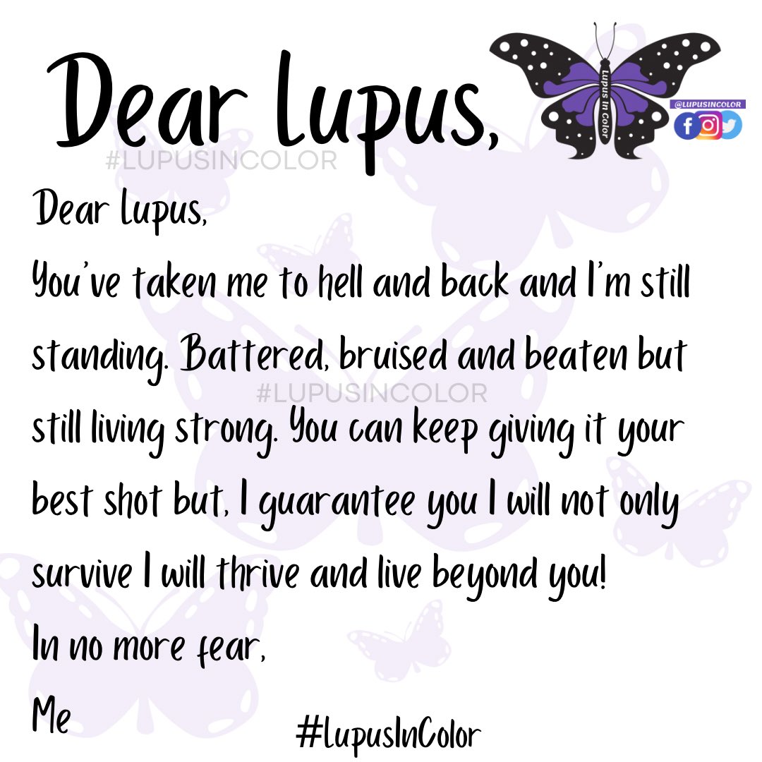 no more fear #lupusincolor #educate #inspire #encourage #empower #lupus #warriors #dearlupus #nomorefear