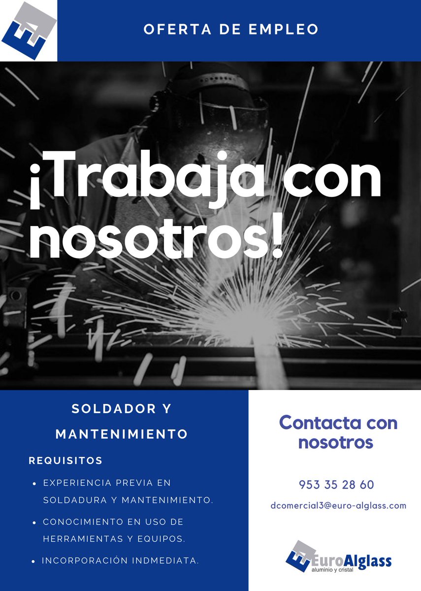 EuroAlglass's tweet photo. ¡OFERTA DE EMPLEO! 📢 https://t.co/WO0mf9Xdj5