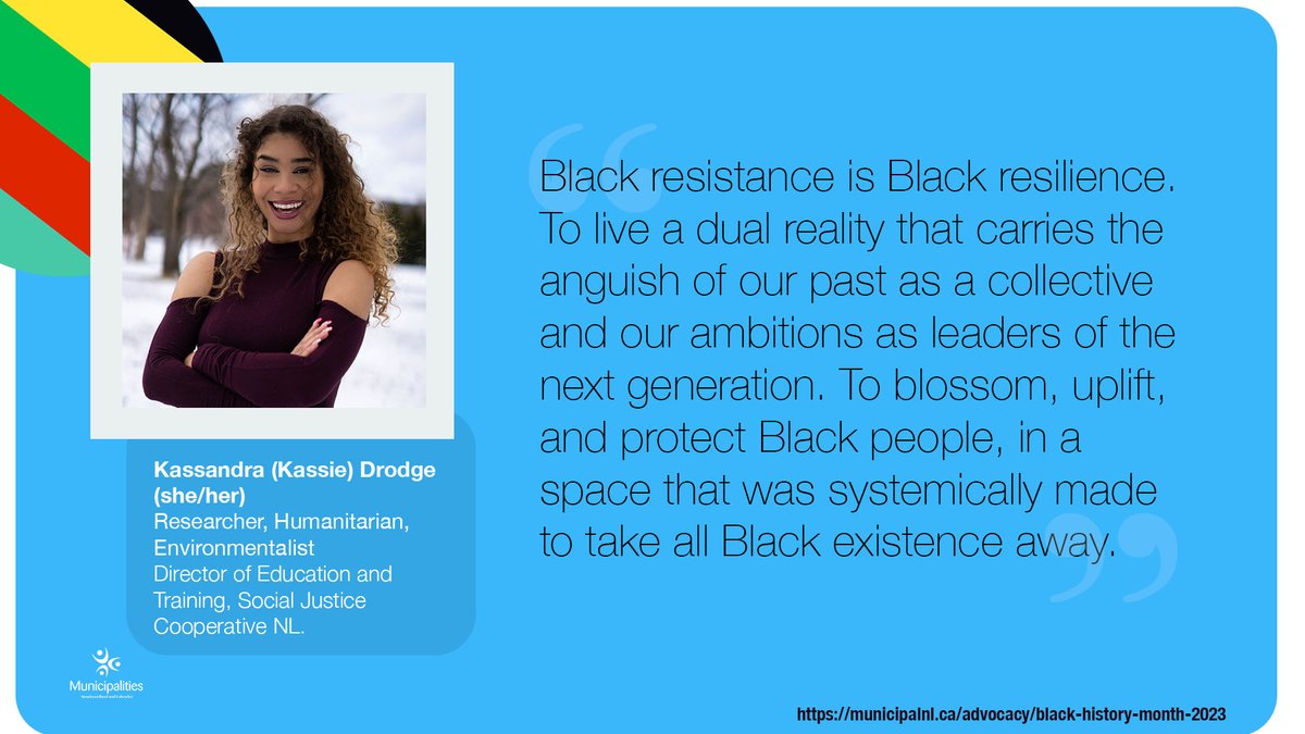 MNL recognizes noteworthy Black Newfoundlanders and Labradorians doing important work in our province. Check it out (we'll be adding to this page throughout the month): municipalnl.ca/advocacy/black… 
Thanks <a href="/MbaLaurabel/">LaurabelMba</a> for making it happen.
#BlackHistoryMonth