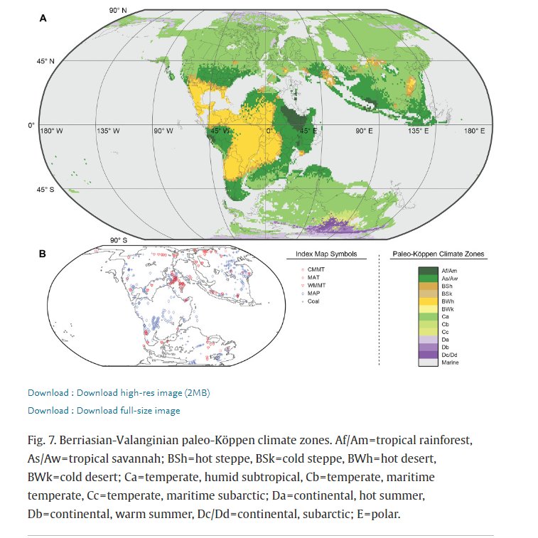 Can't stop looking at this #Cretaceous climate zone map. Isn't it just amazing that we can infer climate on Earth 145 million years ago? 🤯 Science is amazing! Paper by Burgener et al (2023) sciencedirect.com/science/articl…