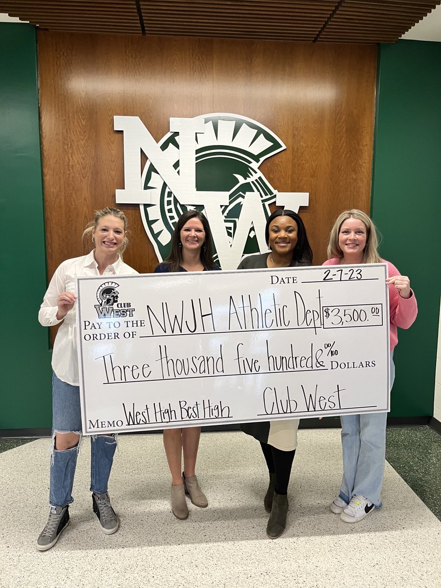 Thank you Club West for this donation and supporting our student athletes! 💚
