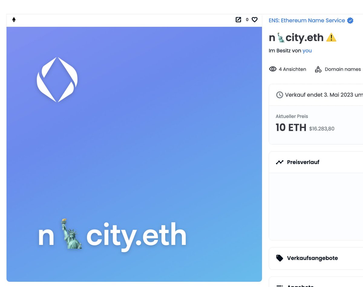 cide81's tweet image. For the NYC heads... #ensdomains #ens #nyc #nycity #newyork @ensforsale @ensdomains @ensvision @ensshowroom @EnsInvestments Ens for sale.
@opensea #NFT #NFTs #domainsforsale #domainnames #domain #crypto #ethereum #ethwallet