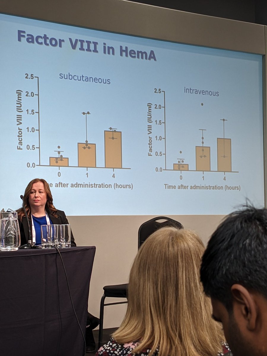 CathyAH1980's tweet photo. Femke Yspeerd shows the comparable results of subcut Vs Intravenous #desmopressin #DDAVP use in #haemophilia A & #VWD & reveals the positive patient feedback of subcut introduction #EAHAD2023 https://t.co/eCNYhthsLh