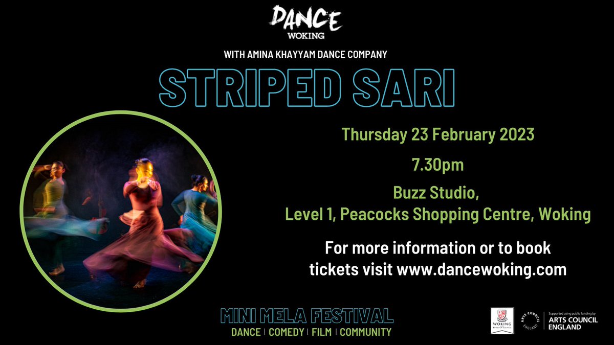 Dance Woking (@dancewoking) on Twitter photo Striped Sari is the 1st event at the Buzz Studio for our Mini Mela Festival. A debut piece from <a href="/AminaKhayyam/">Amina Khayyam Dance Company</a> STRIPED SARI is a stark and intense dance piece exploring how the sariās status is changing in modern lives. Book your tickets today dancewoking.com/what-on Striped Sari is the 1st event at the Buzz Studio for our Mini Mela Festival. A debut piece from <a href="/AminaKhayyam/">Amina Khayyam Dance Company</a> STRIPED SARI is a stark and intense dance piece exploring how the sariās status is changing in modern lives. Book your tickets today dancewoking.com/what-on