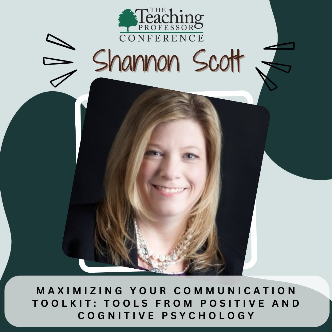 Magnapubs's tweet image. Say hello 👋 to Shannon Scott, an invited presenter at the #TeachingProfessorConference! In this session, you&apos;ll utilize listening strategies; identify a boundary response plan; create a positive action request; and provide negative feedback positively. teachingprofessorconference.com