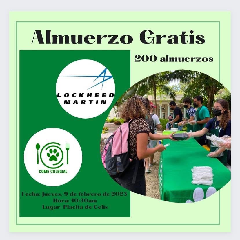 ¡Saludos Colegiales! ✨ 

Este próximo jueves, 9 de febrero de 2023, brindaremos 200 almuerzos calientes. 🍽️💚

🚨*Turnos serán por orden de llegada* 🚨