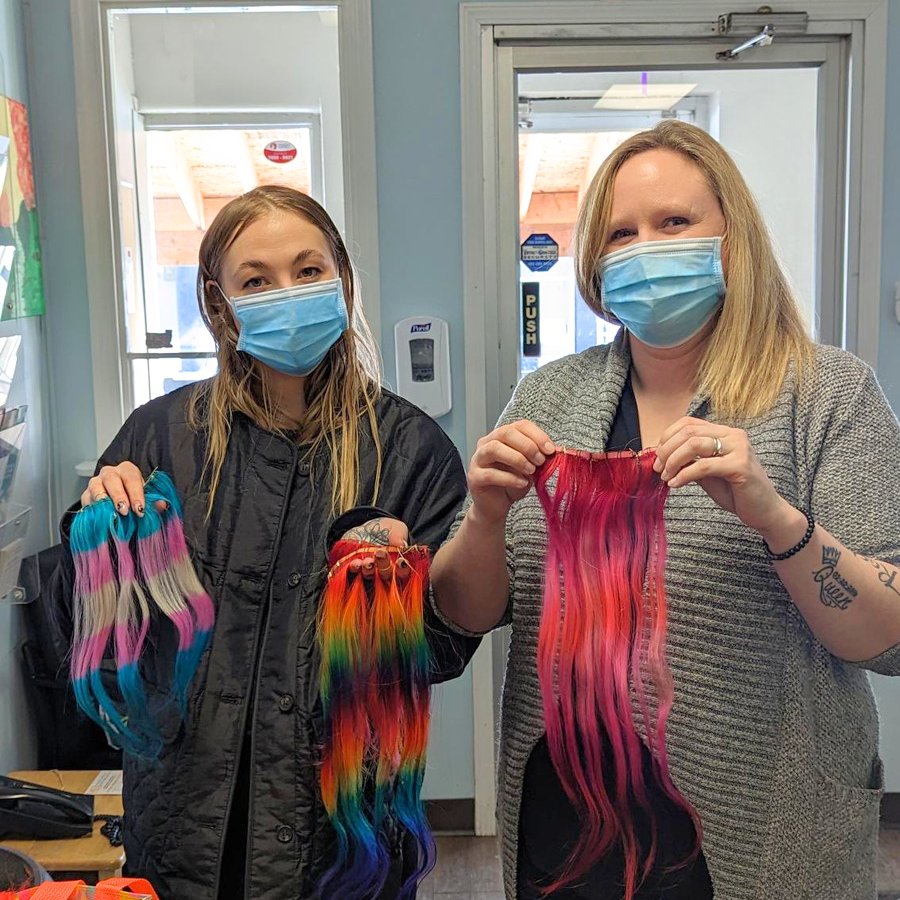 Another empowering act of service from our friends at CryBaby Hair Haus! The creative team of stylists took time out of their busy schedules to dye hair extensions for members of our community! Thank you for extending your talents outside the salon and into the community.#RedDeer