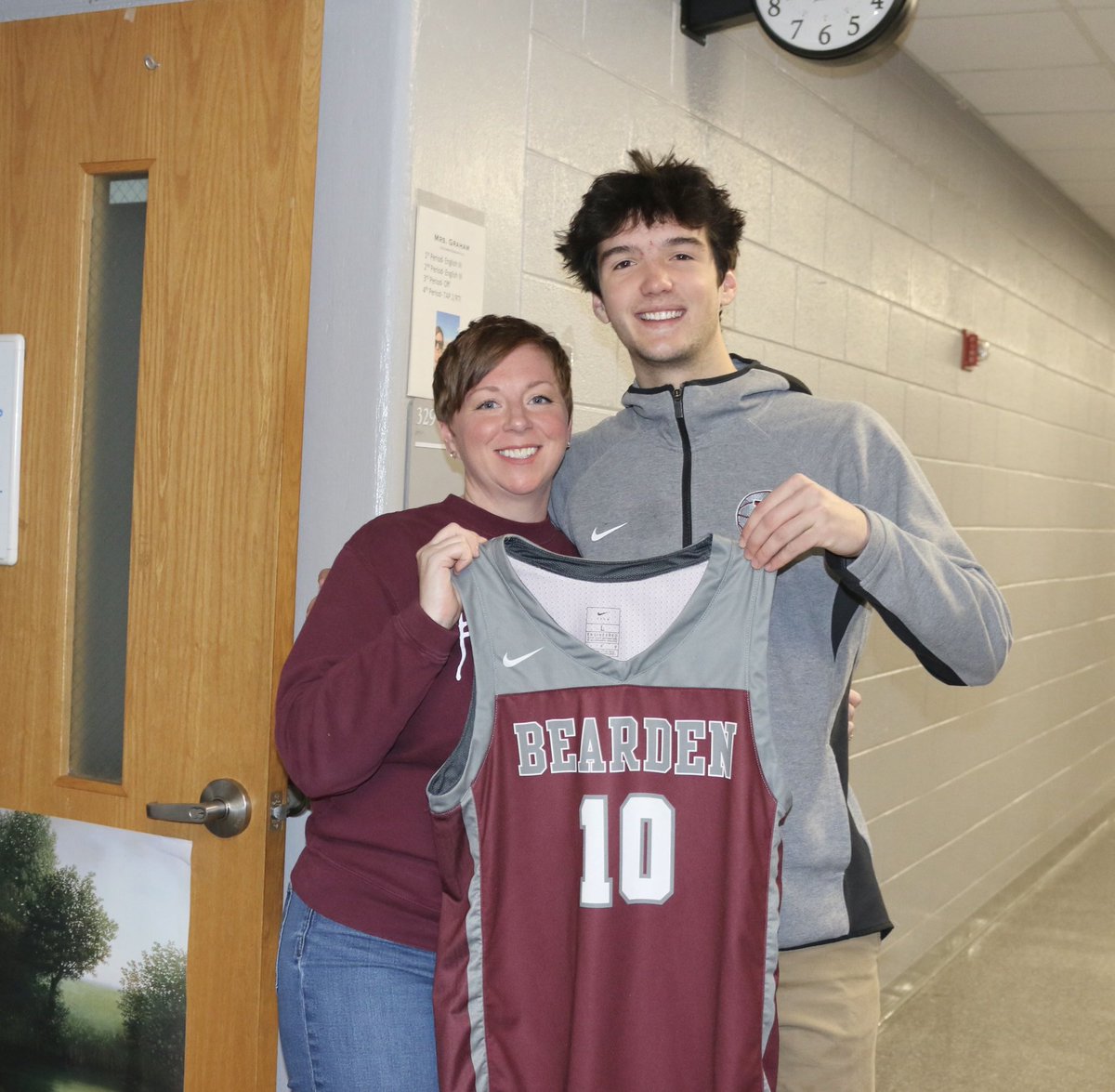 Senior Captain <a href="/jakepoole2023/">Jake Poole</a> with Anna Graham. Mrs. Graham teaches English at BHS. #myjerseyyourimpact @bhsgroovygraham