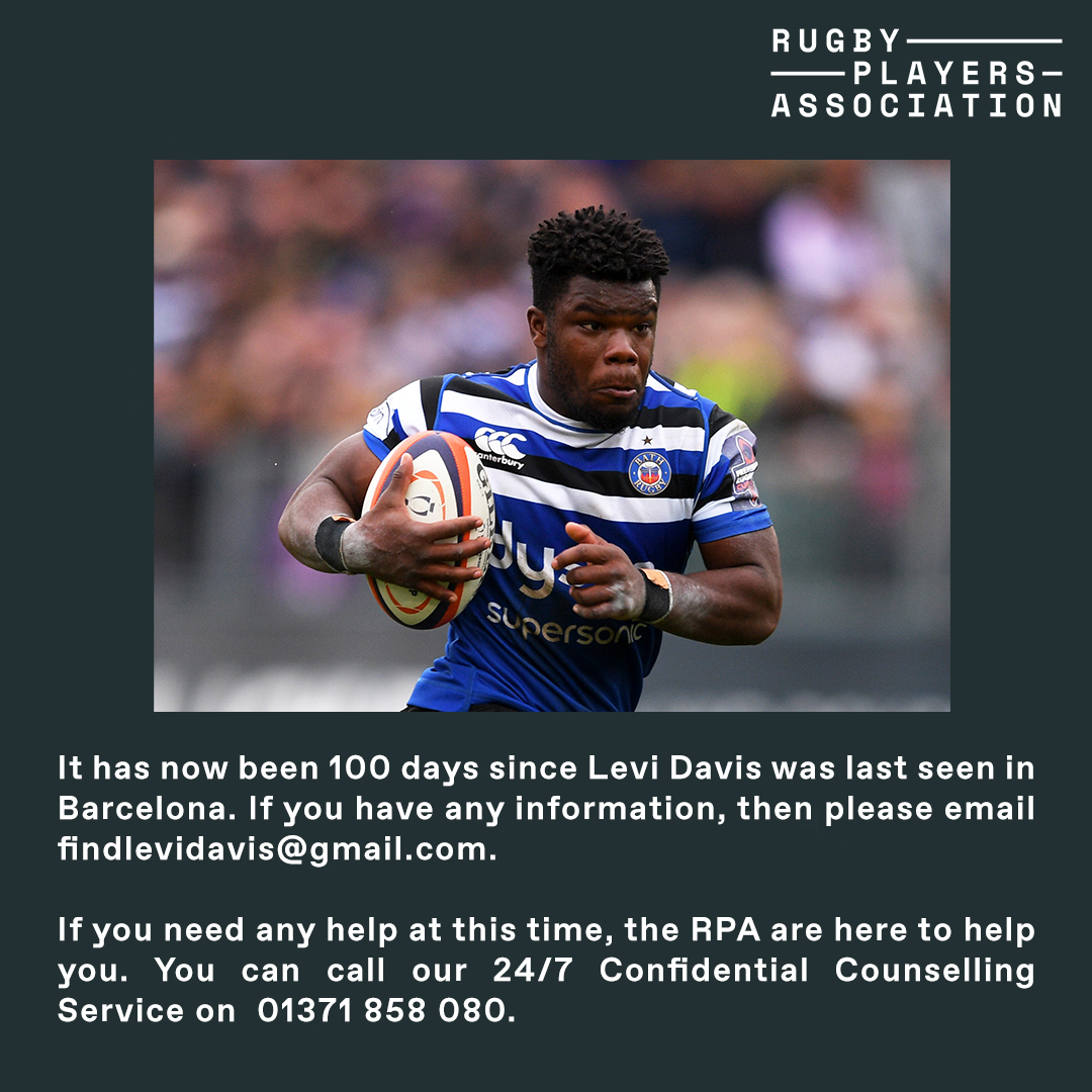 It has now been 100 days since Levi Davis was last seen in Barcelona. 

If you have any information, then please email findlevidavis@gmail.com

#ForOurPlayers