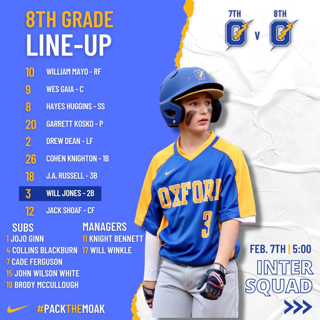 OxfordMSB's tweet photo. Rubber match between 7th & 8th grade today at 5PM! Need the OMS OZONE to show out tonight at The Moak. #PackTheMoak #ChargedUp https://t.co/iyf3pOVZkj
