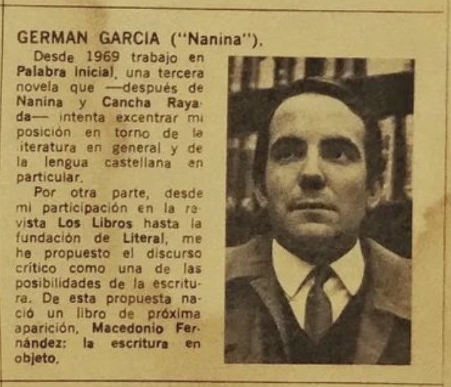 Lamborghini, Lastra y García responden a una encuesta de en qué andan los narradores argentinos en 1974.

Visto en la excelente cuenta de IG dedicada a los papeles de Germán García, autor de “Nanina” y “Miserere”.