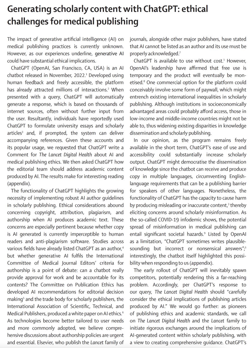 Eric Topol (@erictopol) on Twitter photo The term "generative #AI" may be appropriate since #ChatGPT and LLMs are generating a helluva lot of biomedical articles š
nature.com/articles/d4158⦠<a href="/stokel/">Chris Stokel-Walker</a> <a href="/Richvn/">Richard Van Noorden</a> <a href="/Nature/">nature</a>
thelancet.com/journals/landi⦠<a href="/KyleLam93/">Kyle Lam</a> <a href="/LancetDigitalH/">The Lancet Digital Health</a>
thelancet.com/journals/landi⦠The term "generative #AI" may be appropriate since #ChatGPT and LLMs are generating a helluva lot of biomedical articles š
nature.com/articles/d4158⦠<a href="/stokel/">Chris Stokel-Walker</a> <a href="/Richvn/">Richard Van Noorden</a> <a href="/Nature/">nature</a>
thelancet.com/journals/landi⦠<a href="/KyleLam93/">Kyle Lam</a> <a href="/LancetDigitalH/">The Lancet Digital Health</a>
thelancet.com/journals/landiā¦