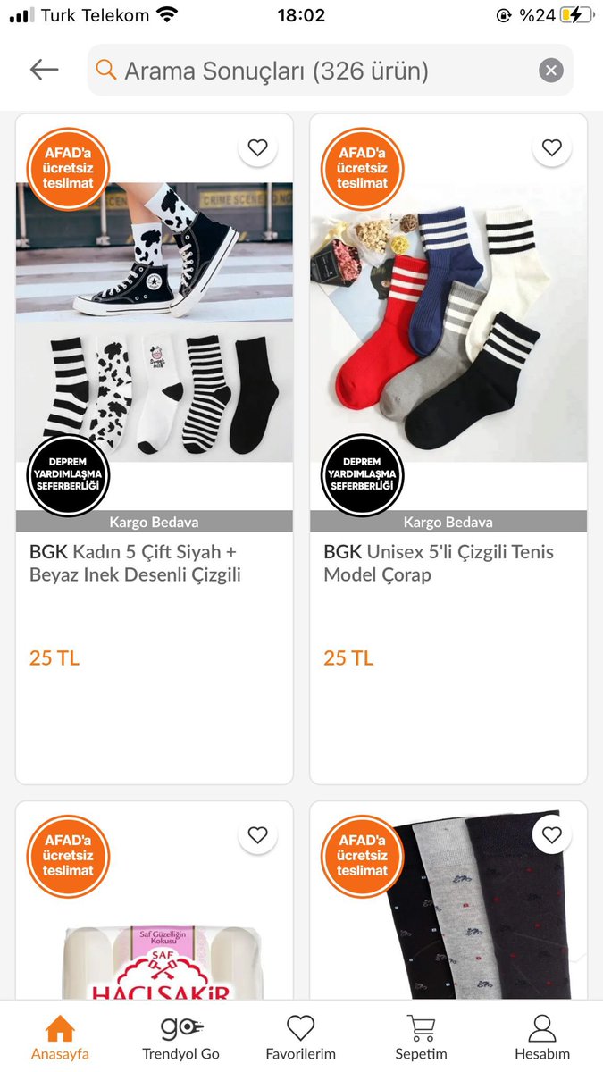 trendyolda direkt deprem bölgesıne afad yoluyla yollanacak ürünler var.Kargo ücretsiz bir biçimde ve makul bir fiyatla satılıyor.Bere,kıyafet,hijyen ürünleri de satılıyor!!  #deprem <a href="/Trendyol/">Trendyol</a> #afaddeprem