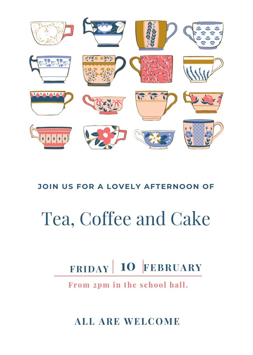 adelecrowshaw's tweet photo. @Hollymountbury 
This friday we are holding our first PTA social of the year. It would be lovely if you could join us. 🍰☕️🫖 https://t.co/084bymr3KE