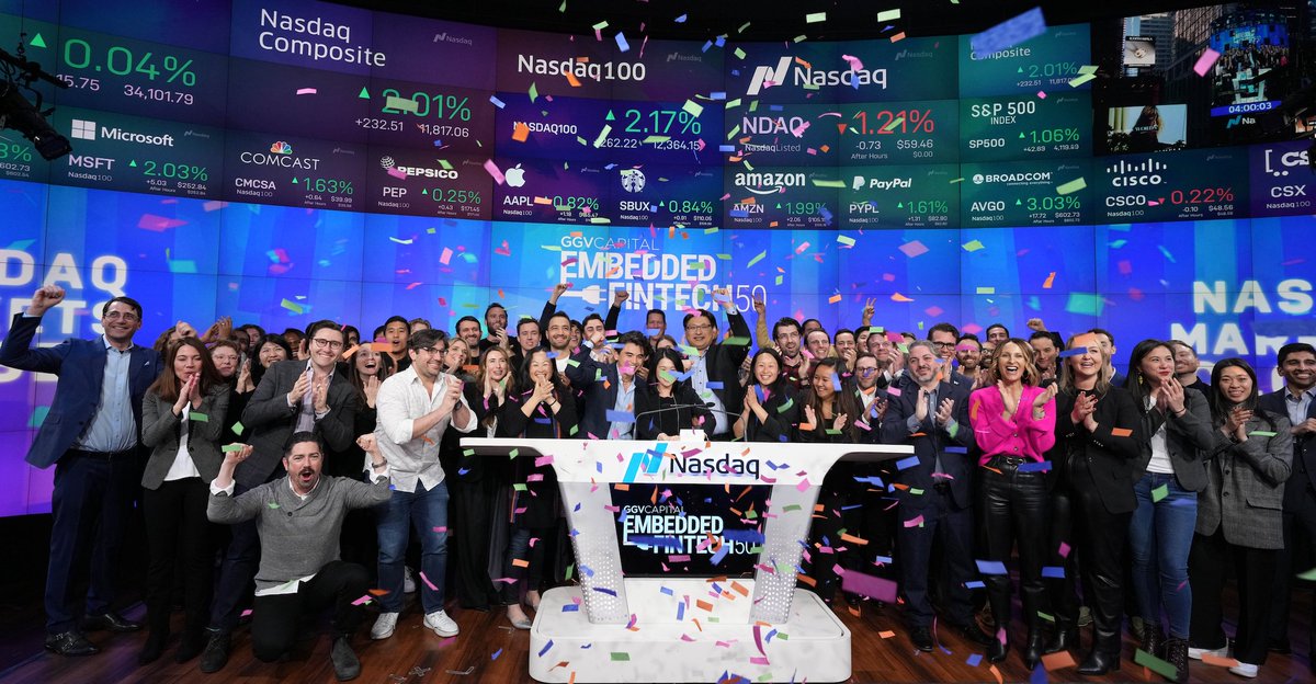 merge_api's tweet image. We’re honored to have been named to the Embedded Fintech 50, a list launched by @GGVCapital in partnership with @Crunchbase, to recognize the most promising fintech companies in the eyes of startup investors. 💸
embeddedfintech50.com
Photography courtesy of Nasdaq, Inc.