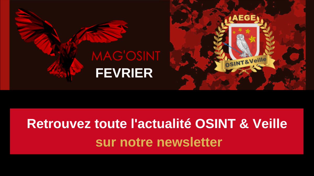 🔎 [#MAGOSINT]
👉Découvrez la dernière #newsletter du Club #OSINT &amp; #Veille !
Retrouvez notre sélection d'articles avec le portrait du mois de <a href="/mathieuandro/">Mathieu Andro</a>, les dernières actualités autour de l'OSINT ainsi que notre traditionnel challenge #GEOINT !👇
aege.fr/news/mag-osint…