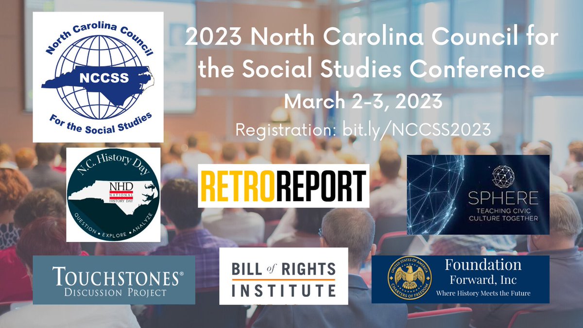 Can't wait! 23 days before we see NC #socialstudies educators &amp; exhibitors at #NCCSS23, including <a href="/BRInstitute/">Bill of Rights Institute</a> <a href="/NCHistoryDay/">NC History Day</a> <a href="/RetroReport/">Retro Report</a> <a href="/CatoInstitute/">Cato Institute</a> Sphere <a href="/YourCharters/">Charters of Freedom</a> @TouchstonesEd Stay tuned for even more! Follow hashtags #NCCSS23 #ncsocialstudiesmatters
