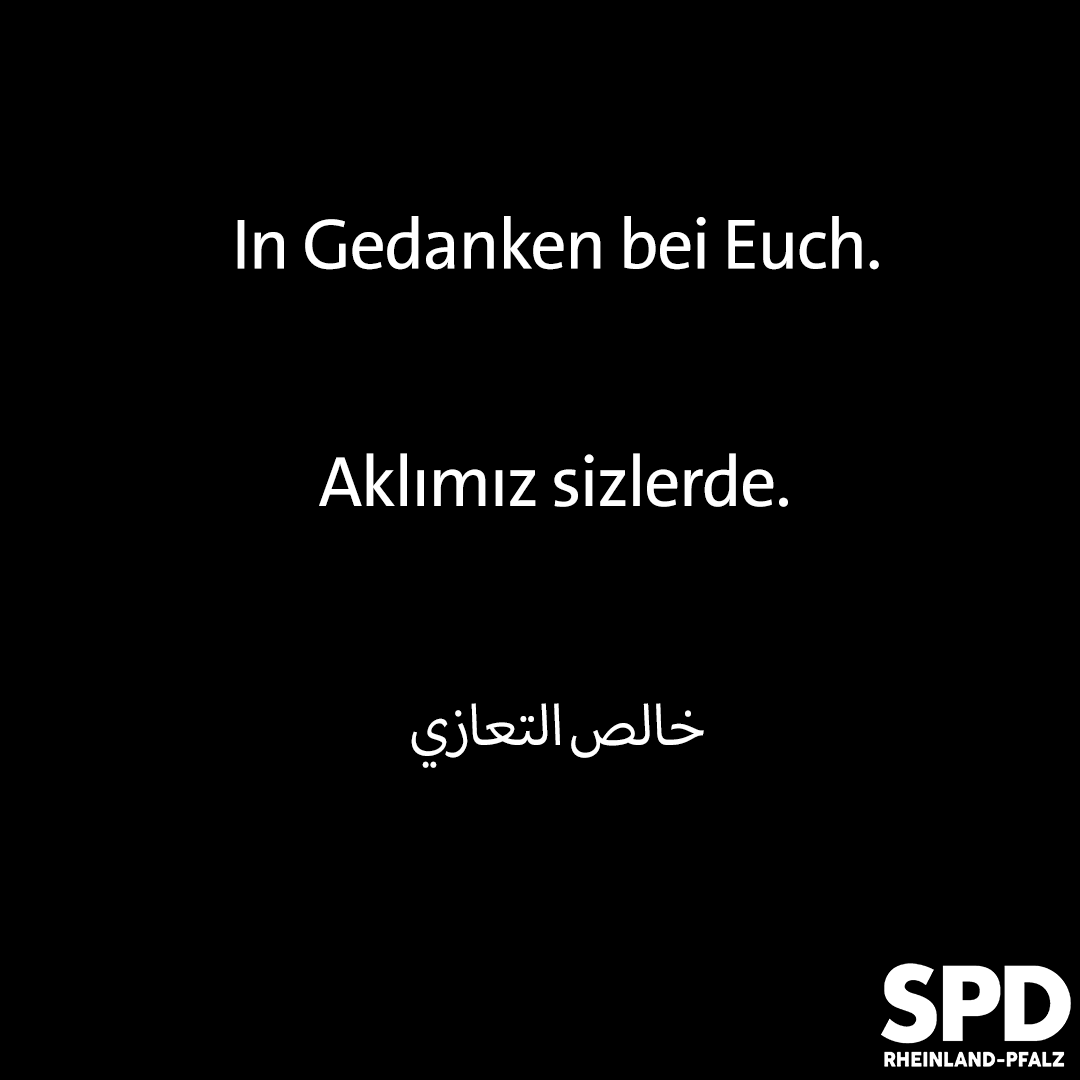spdrlp's tweet photo. Unsere Gedanken sind bei den #Erdbebenopfern in der #Türkei und in #Syrien und bei ihren Angehörigen. Auch in Rheinland-Pfalz bangen viele Menschen noch um das Leben von Familienmitgliedern, Freund:innen und Bekannten. Wir stehen in dieser schweren Zeit an Eurer Seite. 🕯 https://t.co/fflN5RbTzF