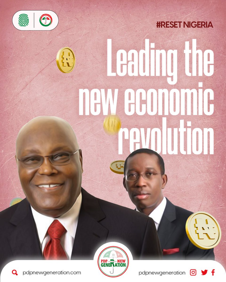 The Atiku/Okowa agenda on economy has an over-arching objective of providing a more hospitable environment for businesses, to thrive and create jobs and wealth for Nigerian citizens.

#RESETNigeria