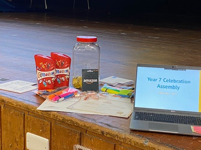 Prizes and certificates ready for the Year 7 Celebration Assembly today. <a href="/SpringwestA/">Springwest Academy 💙</a>